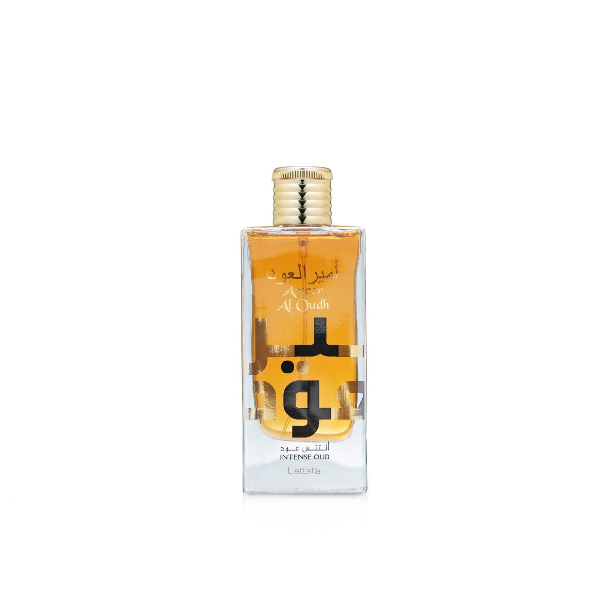 Lattafa Ameer Al Oudh Intense perfume bottle; Intense is part of the edition name